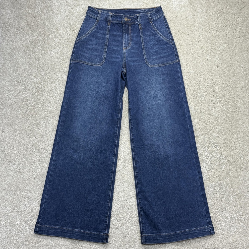 Sidefeel‎ Wide-Leg Jeans Womens 8 Blue Medium Wash High Rise Stretch Denim